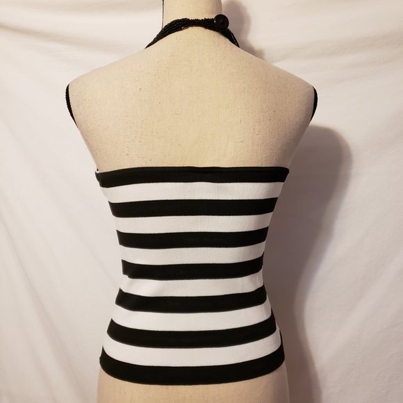 Veronique Young Bundle of 2 Women's Halter and One Shoulder Tops Black Stripe 4 - Picture 6 of 12